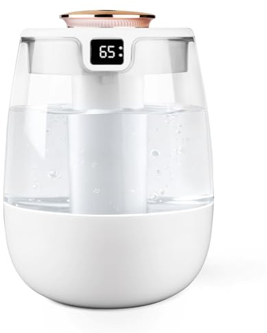 Humidifier for Bedroom,1.8L Cool Mist Humidifier with Night Light,20dB Whisper-Quiet Operation,Auto Shut-Off and Dual Nozzle Design, Suitable for Bedroom, Plants and Office