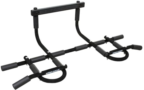 Sport-Thieme Türreck | 97x49x25 cm | Klemmmechanismus ohne Schrauben | Für Heimtraining | Schwarz Silber | Metall mit Schaumstoffgriffen | Bis 110 kg belastbar | 2 kg