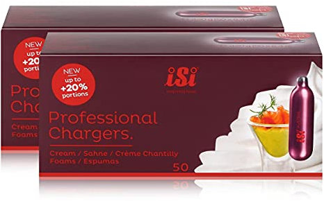 iSi Professional Chargers Sahnekapseln 420g - Sahnepatronen 50x8,4g (2er Pack)