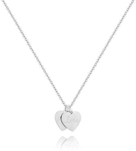 VALENCIA II - Kette mit 2 Herzen | Anhänger mit Gravur | Beste Freundin | Paar Schmuck | Persönliche Geschenke Valentinstag Jahrestag Muttertag | 316L Edelstahl Roségold Silber Gold