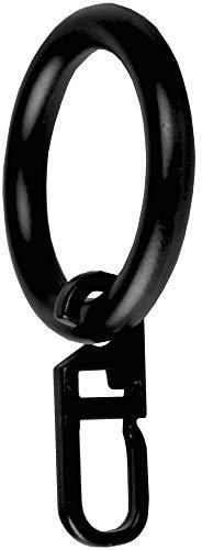 Bestlivings Gardinenringe (Ø28mm) mit Faltenlegehaken im 50er Pack, ideal für Gardinenstangen mit Ø16mm (Schwarz) Ringe mit Faltenhaken