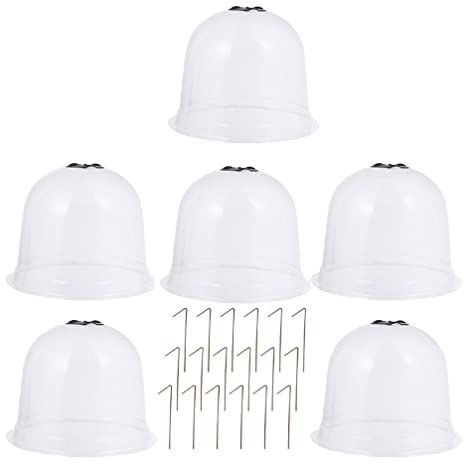 Cabilock 6 Stück Pflanzglocke Anzuchtglocken Transparent Atmungsaktiv Pflanzenschutz Pflanzen winterschutz Mini Gewächshaus Erwärmung Frostschutz Regenschutz vor Frost Schnecken 26x26x20cm