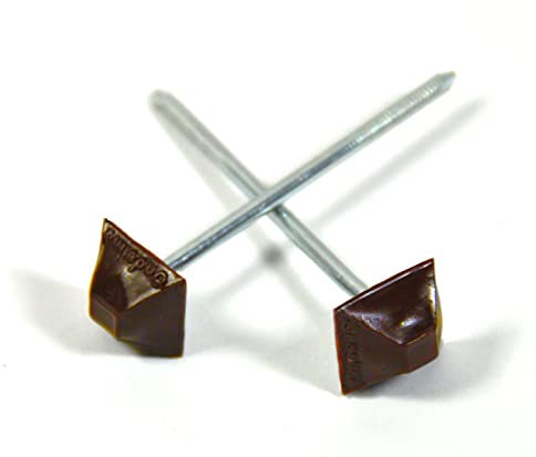 Dachnägel Nägel für Bitumenwellplatte Wellplatten Kunststoffkopf Nagel eckig braun, Stück:200