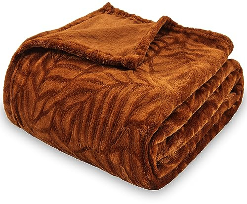 SOCHOW Kuschelige Flanell Fleecedecke Herbst Decke 150 x 200 cm, Karamell