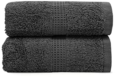Velosso Premium 2 Pack Hand Towels 100% Egyptian Cotton Super Soft Ultra Absorbent Thick Towels Extra Large Hand Towels Hotel Spa Quality 50 x 80cms (Charcoal Grey)