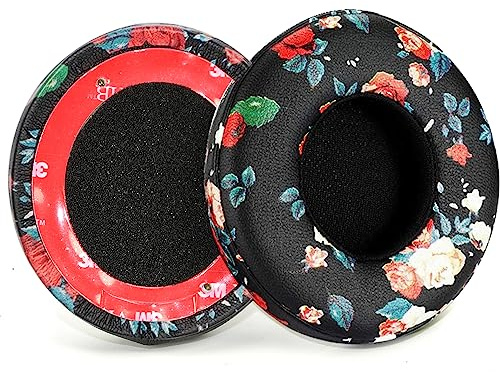 Solo3 Ear Pads Cushions Replacement for Beats Solo 2 & Solo 3 Wireless On-Ear Headphones, Ear Cushions Memory Foam Earpads with Soft Protein Leather (Black Floral)