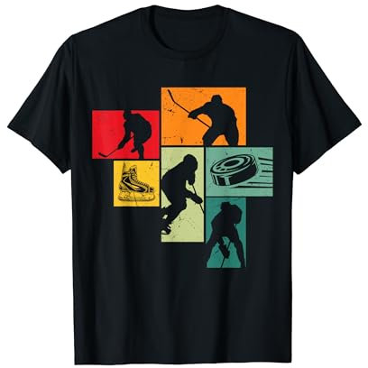 Retro Eishockeyspieler Eishockey Kinder Jungs Männer T-Shirt