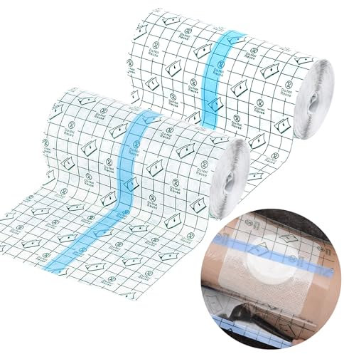 2 Rouleau Transparent Adhésif Médical Bandage, 15 cm x 5 m Pansement Tatouage, Ruban Anti-Allergique, Seconde Peau Ruban Adhésif Médical, Adhésif Film Transparent Plaie Pour Sport, Natation, Douches