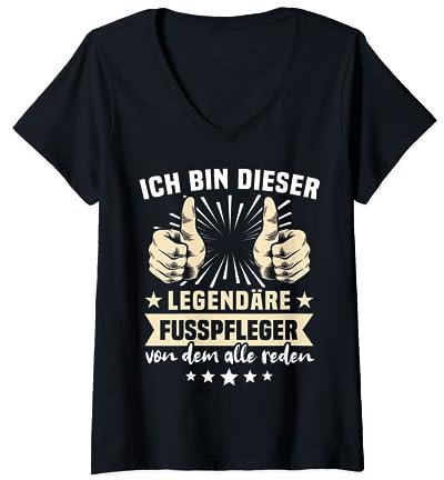 Lustiger Spruch Fusspfleger T-Shirt mit V-Ausschnitt