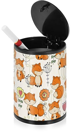 Niedlicher Fuchs-Aschenbecher für Zigaretten im Freien mit Deckel, geruchsdicht, Edelstahl, tragbar, rauchfrei, für den Außenbereich