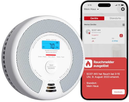 X-Sense Wi-Fi Combination Smoke Alarm and Carbon Monoxide Alarm with Replaceable Battery, Smart Fire Alarm Compatible with X-Sense Home Security App, SC07-WX, 1-Pack