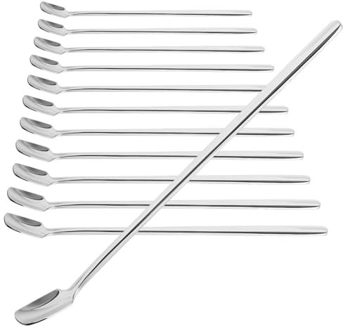 COM-FOUR® Set di 12 Cucchiai - Con Manico Lungo per Mescolare - per Avanzi, Caffè, Dessert (17 cm)