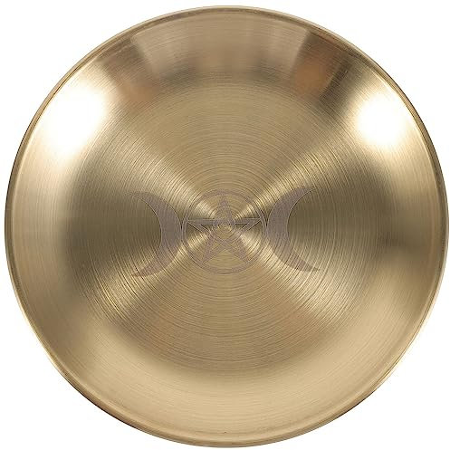 DEARMAMY Pentagramme Autel Assiette rituelle Bol : Plateau à Bijoux en Métal Assiette à Fruits Snack Porte-Bougie Brûlant Plat Bol à encens pour Sorcellerie Accessoires Tarot Wicca B
