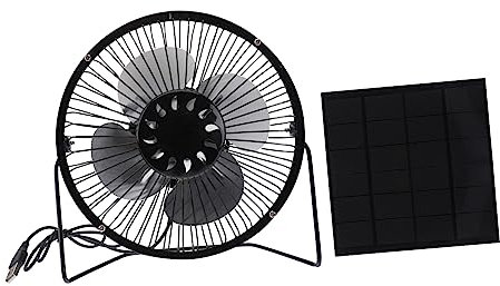 PRETYZOOM Solar Fan Mini Air Cooler 360° Rotation for Home Office Pet House Greenhouse