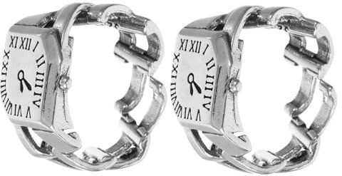 SAFIGLE 4stücke Fingeruhr Für Damen Kreatives Design Mit Römischen Ziffern Vintage Look Leichtes Kupfermaterial Dekoration Für Jeden Anlass