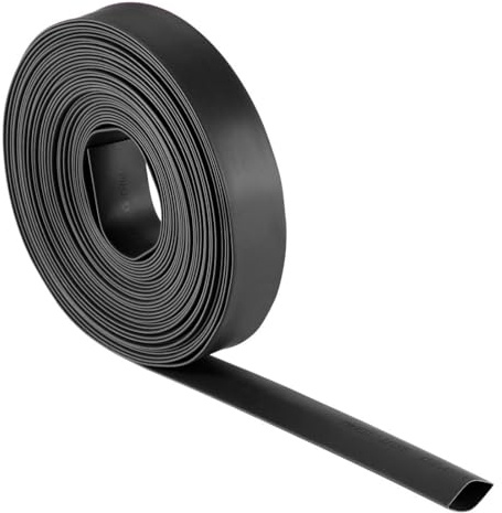 Unifizz Heat Shrink Tubing 12mm Dia 20mm Flat Width 2:1 Ratio Shrinkable Tube Cable Sleeve 7m - Black
