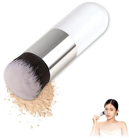 YAFIYGI Mini Foundation Brush for Travel Cute Flat Chubby Makeup Brushes Dense Firm Buffer Brushs Blending Liquid Cream Putty Blush Cosmetics and Essence on Cheeks Small Set Women