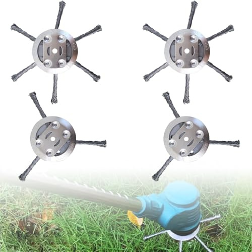 Unkrautbürste für Freischneider, 4 Stück stahldraht rasentrimmer Kopf,Wildkrautbürste 5mm Bohrung, Drahtbürste mit Kegelform entfernt mühelos Unkraut und Moos(6 Kopf and 3Kopf)
