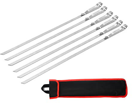 Antihaftbeschichtete Grillspieße aus Metall, wiederverwendbar, Edelstahl, Grillwerkzeug, langer Griff, Grillliebhaber