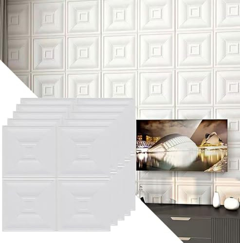 GFLCWYP Schaumstoff Wandpaneele Küche wasserdichte Deckenpaneele Selbstklebend, Wandtapete 3D Fassadenverkleidung Abziehen Und Aufkleben, 8 mm Dick Für Heim-DIY-Dekoration - 60 X 60 cm