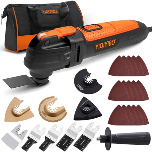 YIQIYIBO Multifunktionswerkzeug, 300W Oszillationswerkzeug Oszillierer mit 6 Drehzahl 1100-21000 RPM, 3° Oszillationswinkel Oszillierende Säge für Schneiden, Polieren, Schleifen, Schaben