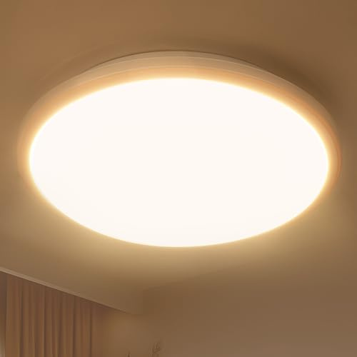 JONMONSM LED Deckenleuchte 24W Warmweiß 3000K 3000LM IP54 | für Wohnzimmer, Schlafzimmer, Badezimmer, Balkon, Korridor, 300*40mm