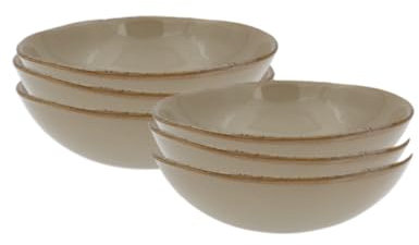 Artime - Lot De 6 Assiettes Creuses En Émail Réactif, Couleur Beige Sable, Ø18,8 x H5 Cm, Finition Mate Texturée, Style Naturel Et Élégant Pour Plats En Sauce