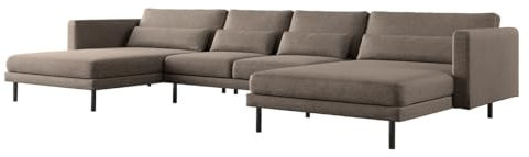 Friderik DANI Ecksofa U-Form – Großes modulares Familiensofa mit Polsterstoff VERITA – Bequeme Couch für Wohnzimmer – 391 cm breit (Braun)