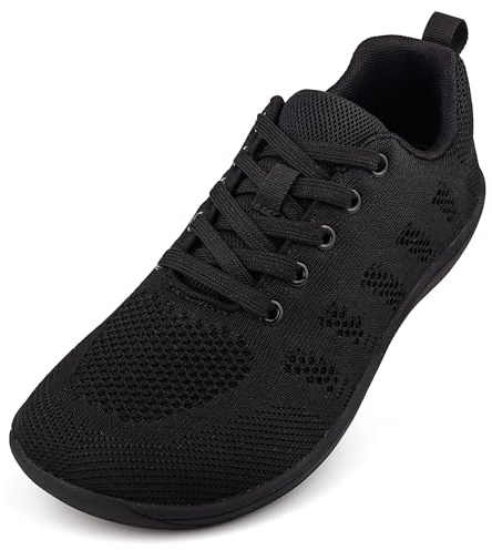MINBEI Chaussure Pieds Nus Femmes Wide Barefoot Chaussures Minimalistes Baskets Running pour Femme Athlétiques Plat Marche Sneakers Noir 41 EU