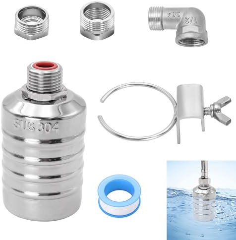 Schwimmerventil für Wassertank Pool, Schwimmventil 1/2'' oder 3/4'' Automatische Wasserstandsregelung 304 Edelstahl Wasserstandsregelventil für Wassertanks Fischteiche Viehtröge Destilliergeräte