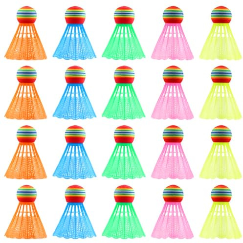 ZHIQIN 20 Pezzi Volano Badminton in Plastica Colori Palline Badminton Arcobaleno Badminton Stabilità e Durata Volani da Badmintons per Sport Interni e Esterni Intrattenimento Giochi Allenamento