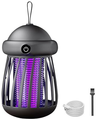 Insektenvernichter Elektrisch, Mückenfalle Mückenlampe Akku, Fliegenfalle Elektrisch USB, UV Mückenabwehr, Mosquito Killer Insektenlampe für Garten Innen und Aussen (Grau)