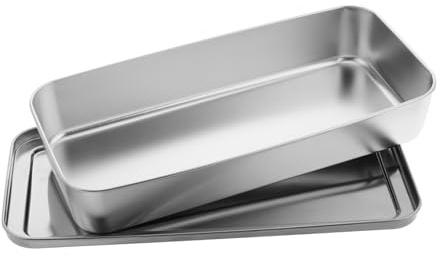 CIYODO Moule à Gâteau Rectangulaire Acier Inoxydable avec Couvercle pour Tiramisu et Stockage Alimentaire Élégant et Pratique pour Cuisine