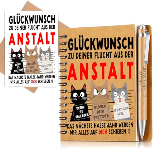 boluoboluomi Abschiedsgeschenk Kollegen,4-in-1-Abschiedsgeschenkset | : Enthält Notizbuch, Stift, Umschlag und Abschiedskarte,Ideal für Herren und Damen,oder als Geschenk zum Jobwechsel.