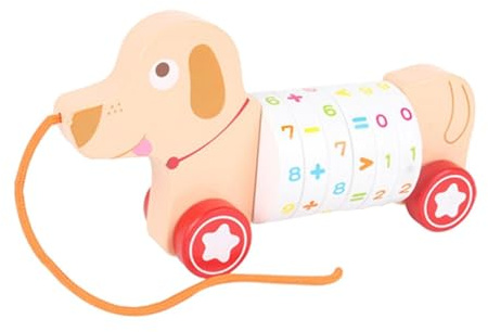 ICDKOYK Giocattoli da traino in legno per bambini, resistenti all'usura e durevoli, per piccoli avventurieri, luminosi e bellissimi giocattoli da traino in legno, colore morbido