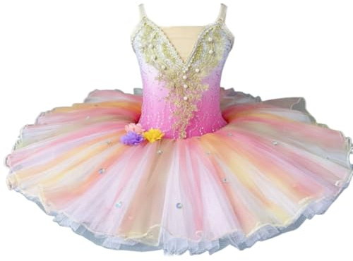Flickor Balett Tutu Barn Dans Balett Leotard Camisole Klänning Broderad Tutu Dansdräkt Tävlingsdräkt,K,130