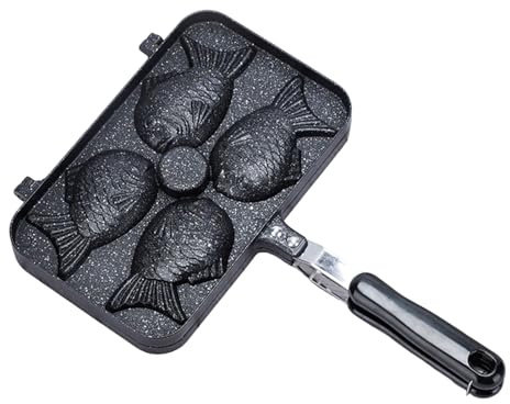 Máquina Para Hacer Taiyaki Gofres - Mango en Forma de Anti-quemaduras - Sartén Y Gofrera De Aleación De Aluminio | Para Cocinar En Casa Viajes Y Exteriores Preparar Pasteles Carne Y