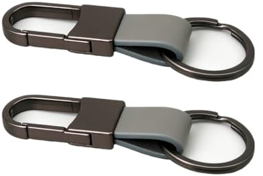 Porte Clef Voiture et Maison, 2 Pieces Mousqueton Porte Cle en Alliage de Zinc Gris et Gunmetal, Anneau Porte Cle Homme et Femme, Petit Mousqueton Sac a Main, Accessoire Voiture et Gadget Voiture