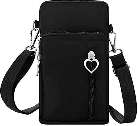 DOB SECHS 3 Layers Zipper Closure Waterproof Nylon Crossbody Bags With Adjustable Shoulder Strap Mobile Phone Wallet Bags For Women Girls Ladies