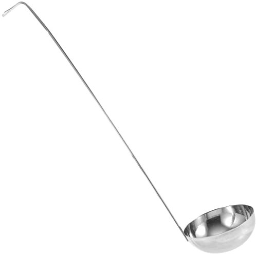 BESTonZON Cucharones De Sopa De Mango Largo 10 Oz Cuchara Grande De Acero Inoxidable para Servir Salsa Porcionador Espátula con Asas De Gancho Cucharones De Control De Porciones De Metal