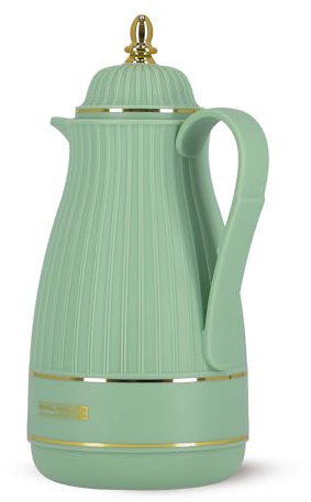 Royalford Glass Vacuum Flask | Vacuum Insulated Tea Carafe 1000ML | Heat & Cold Retention, Thermal Insulated Airpot | Insulated jug Preserves Flavor & Freshness, Household Office Kettle Jug, Green