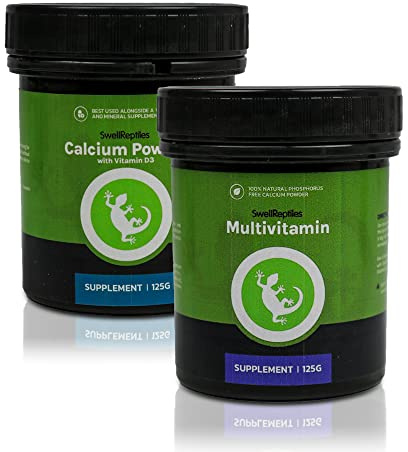 Swell Reptiles MultiVitamin and Calcium Powder with Vitamin D3 Pack for Reptiles and Exotic Pets