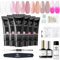 Modelones - Set di polygel disponibili in 6 colori tra cui bianco, rosa e nude, base top coat per unghie in acrilico, slip solution per unghie in gel, manicure fai da te per San Valentino