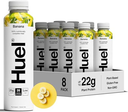 Huel Ready-to-Drink Meal, Banana Protein Drink, 8 x 500ml Bottles, Protein Shakes, Pre-Portioned Meal, 20g of Protein per Bottle, Rich in Essential Vitamins, Minerals and Fibre Meal Replacement Shake