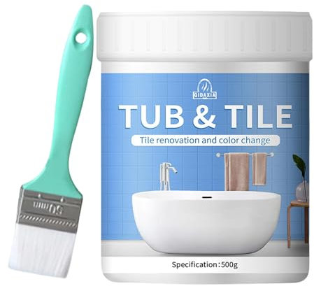 Vernice da bagno Gloss bianco, kit di riparazione della vasca da bagno, vernice per smalto da bagno, formula ad asciugatura veloce da 500 g per piastrelle, metallo, doccia, lavandino, mobili, patatine