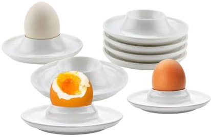 8 Pcs Egg Cups, Egg Cup, Plastic Egg Cups, Egg Holders Soft Hard Boiled Egg Cup Classic Style White Plastic Egg Stand Plates Egg Tray for Hard Soft Boiled Eggs Dishwasher and Microwave Safe ﻿ ﻿