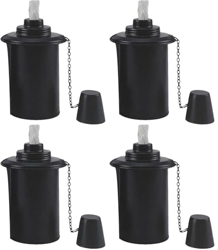 Conteneurs Torcia - Torche Citronella pour éclairage de table de nuit pour, conteneurs de torche rechargeables | 4-Piece récipient de torche rechargeable avec couvercle en métal