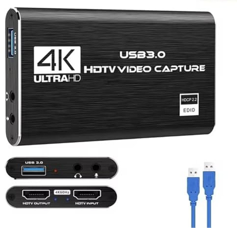 diybits 4K Audio Video Capture Card Adapter USB 3.0 HDMI for Switch PS4 Xbox PC Nintendo Gaming (Black)