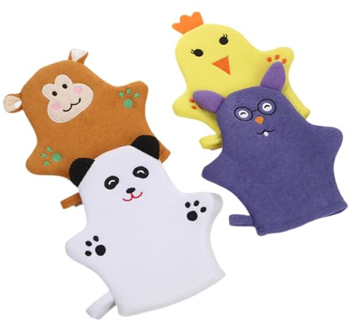 BAMBINI WASHCOLTHS 4 pezzi di lavaggio per neonati morbidi cartone animato bambino sicuro per bambini mitts di lavaggio animale per il corpo per la doccia per ragazzi ragazze