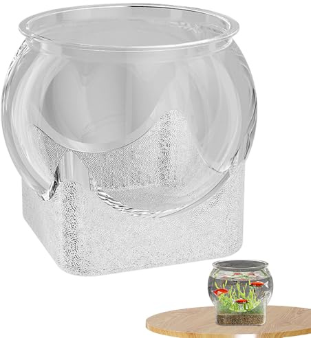 Jingyash Ciotola rotonda per pesci, vaso rotondo trasparente per terrario, decorazione per casa, soggiorno, camera da letto, bagno, scrivania, posto di lavoro e dormitorio